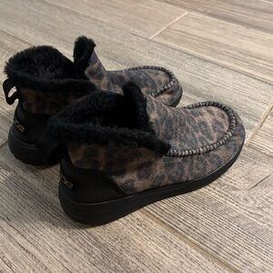 Hey Dude Leopard Print Fur-Lined Ankle Boots